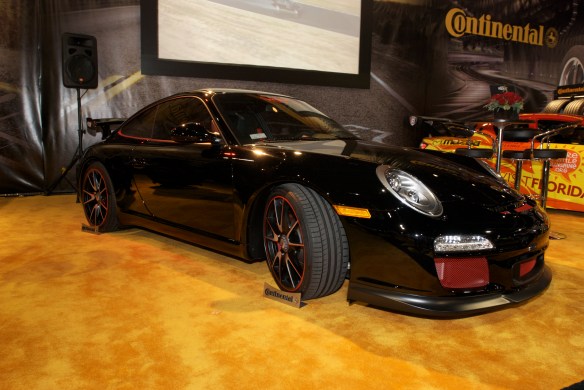 Brumos Porsche, Hurley Haywood signature model GT3_Continental tire display_The SEMA SHow_11/3/11