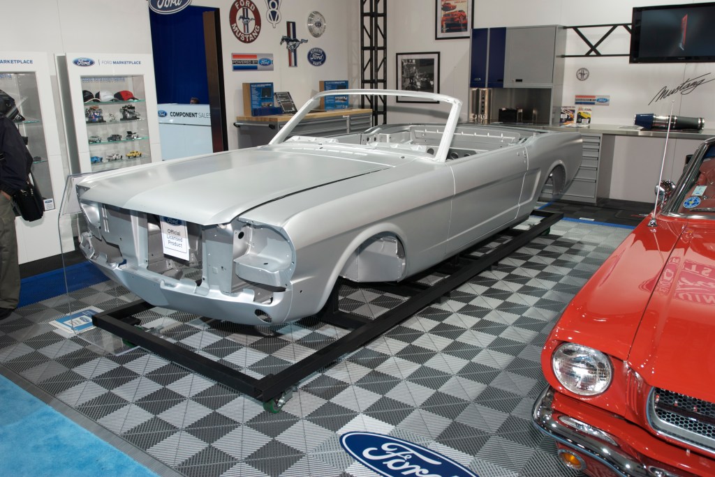 Restored 1964 1/2 red Ford mustang convertible & new 1964 mustang convertible body by Dynacor_Ford display_The SEMA Show 2011_11/4/11
