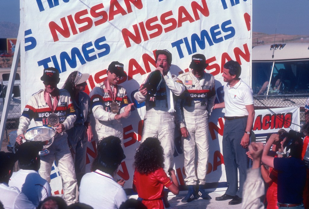 Jim Busby Racing_1st & 2nd place_#68-John Morton, Pete Halsmer,#67- Rick Knoop, Jim Busby_BFGoodrich Porsche 962_Riverside Raceway_April 25, 1985 Jim Busby Racing_1st & 2nd place_#68-John Morton, Pete Halsmer,#67- Rick Knoop, Jim Busby_BFGoodrich Porsche 962_Riverside Raceway_April 25, 1985