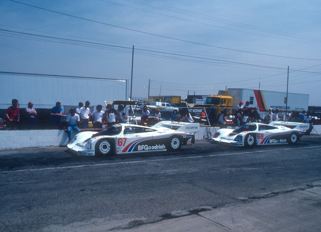 #67 & #68_ Jim Busby Racing_BFGoodrich Porsche 962's_Practice & qualifying_Riverside Raceway _April 1985 #67 & #68_ Jim Busby Racing_BFGoodrich Porsche 962's_Practice & qualifying_Riverside Raceway _April 1985
