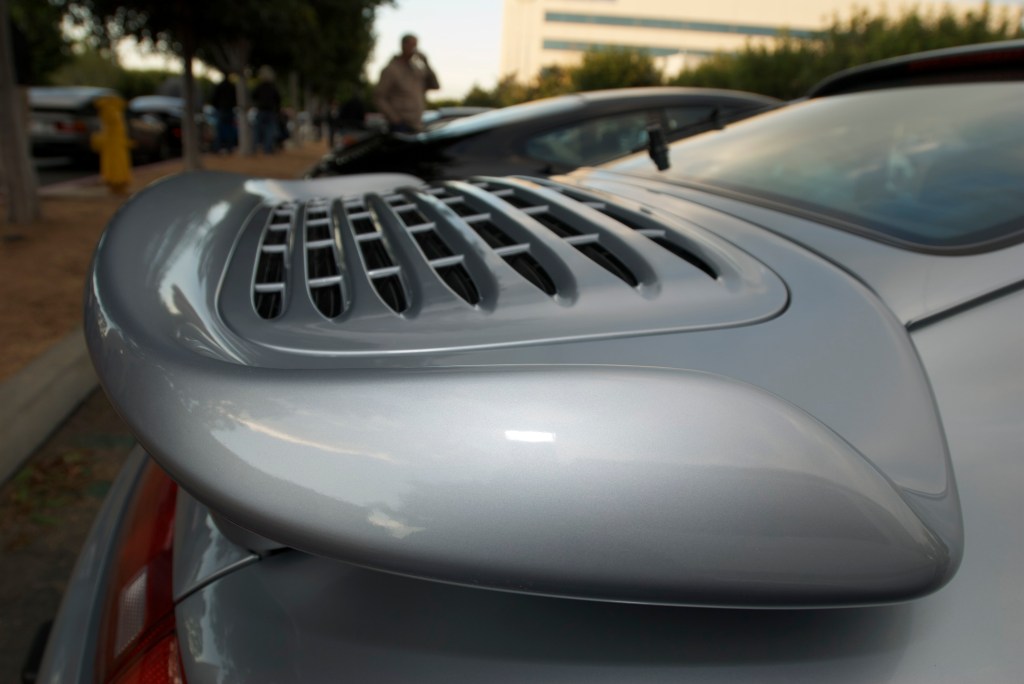 Silver Porsche 993 turbo_rear wing_Cars&Coffee/Irvine_12/17/11