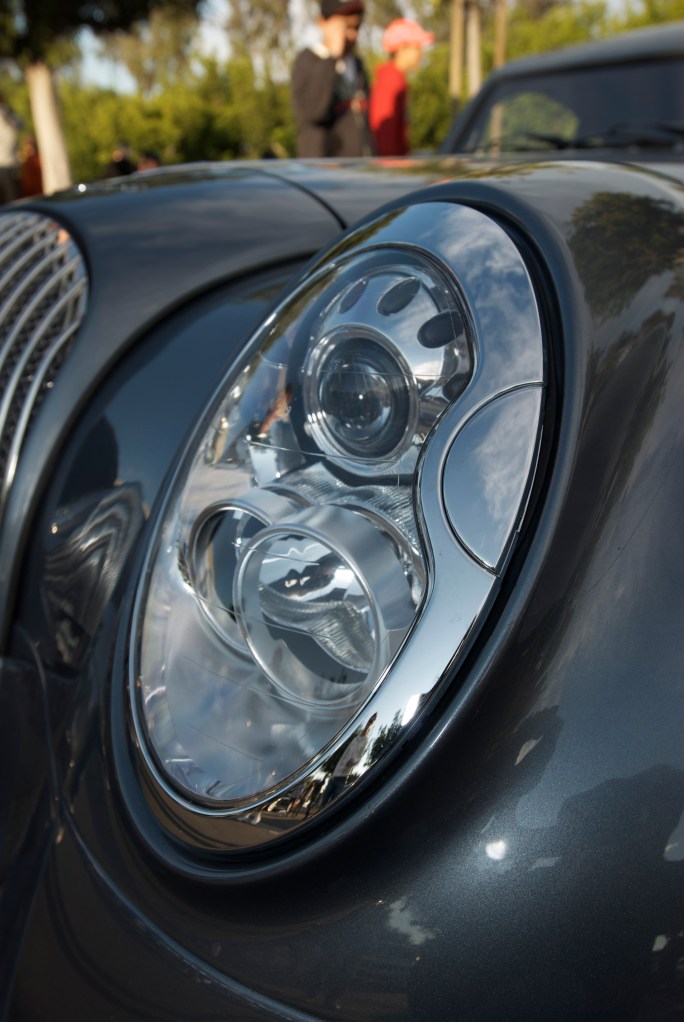 Slate blue Morgan coupe_headlight detail_Cars&Coffee/Irvine_12/17/11