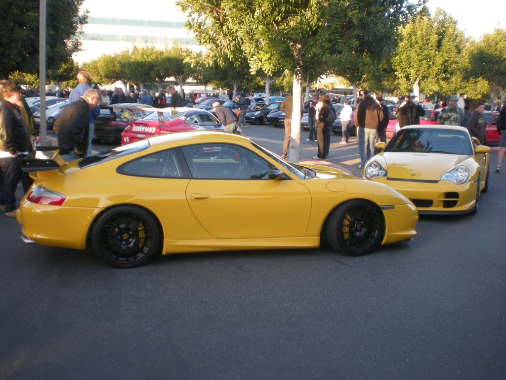 Speed yellow Porsche 996's - GT3 and 2003 GT2_Cars&Coffee/Irvine_12/10/11 Speed yellow Porsche 996's - GT3 and 2003 GT2_Cars&Coffee/Irvine_12/10/11