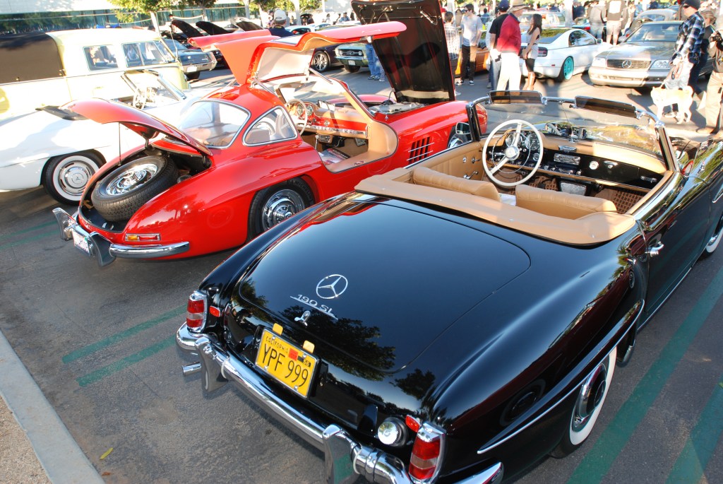 Black Mercedes Benz 190 SL & Red 1955 MBZ 300 SL gullwing_Cars&Coffee/Irvine_1/28/12
