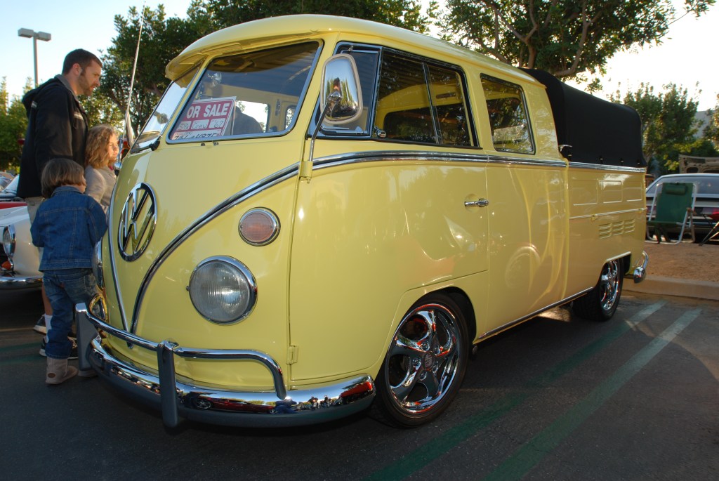 Yellow 1967 VW type 2 crew cab_Cars&Coffee/Irvine_1/28/12