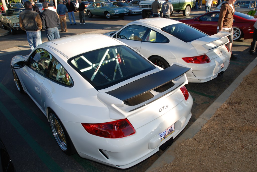 white Porsche 997 GT3's_Cars&Coffee/Irvine_1/28/12