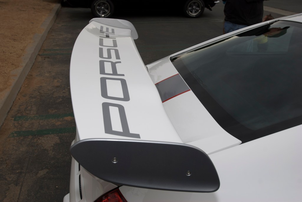 White 2011 Porsche GT3 RS4.0_rear wing_Cars&Coffee/Irvine_1/14/12