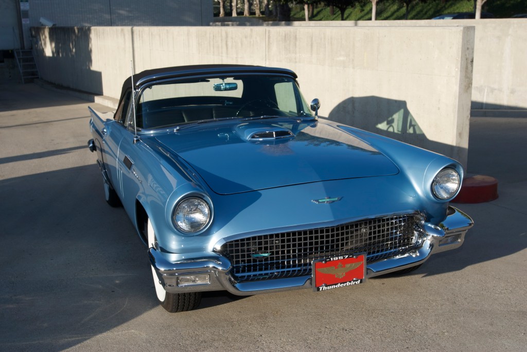 Light Blue 1957 Ford Thunderbird convertible_Cars&Coffee/Irvine_12/31/11