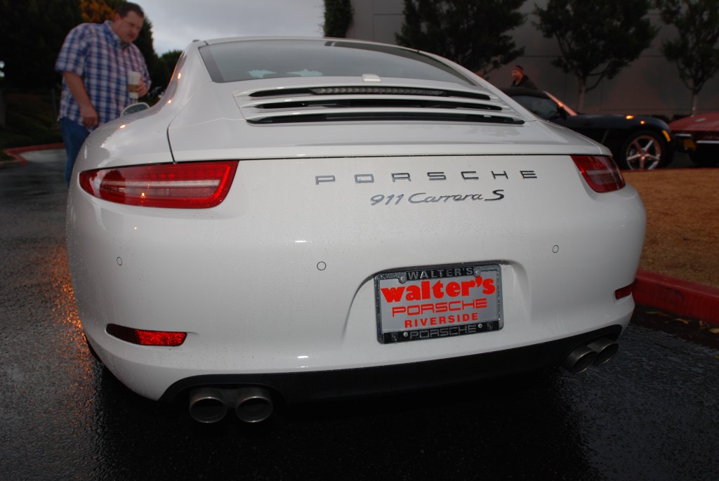 White 2012 Porsche 911 Carrera S (type 991)_rear shot_Cars&Coffee/Irvine_2/11/12
