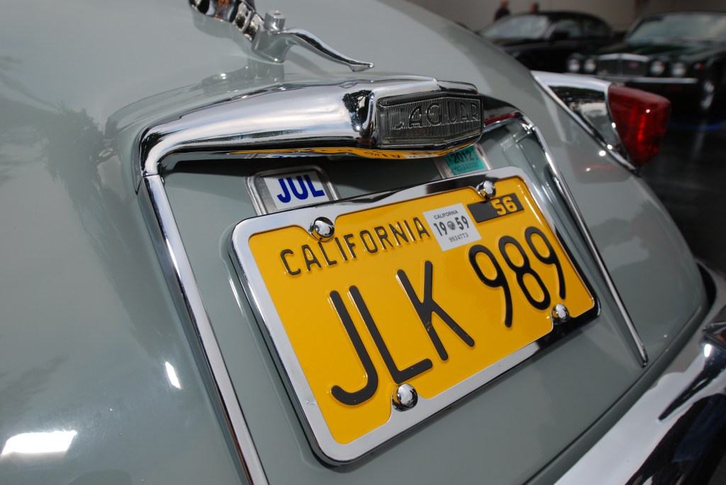Pale green on red, Jaguar XK 150 coupe__Rear boot_Cars&Coffee/Irvine_2/11/12