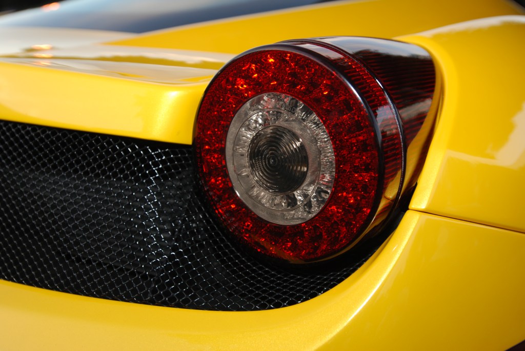 Yellow Ferrari 458 Italia_tail light detail_Cars&Coffee/Irvine_2/4/12