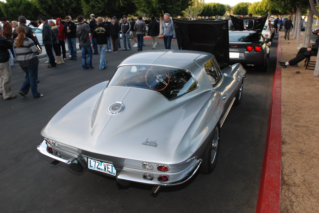 Silver, L72 Corvette Sting Ray coupe_rear view_Cars&Coffee/Irvine_2/18/12