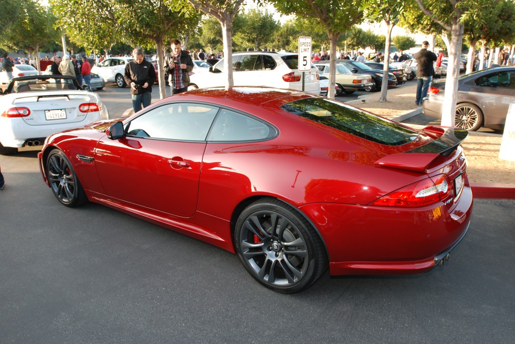 Italian Racing Red metallic Jaguar XKR-S coupe_side view_Cars&Coffee/Irvine_2/18/12