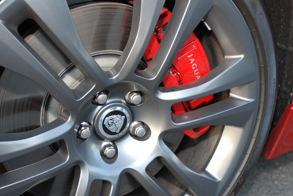 Italian Racing red metallic Jaguar XKR-S coupe_20" wheel & red brake caliper_Cars&Coffee/Irvine_2/18/12