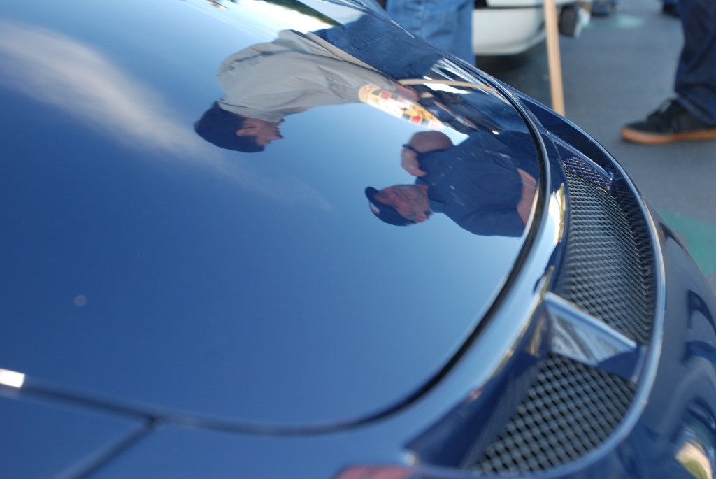 Dark blue 2011 Porsche GT3 RS4.0_ front hood reflections_Cars&Coffee/Irvine_2/4/12