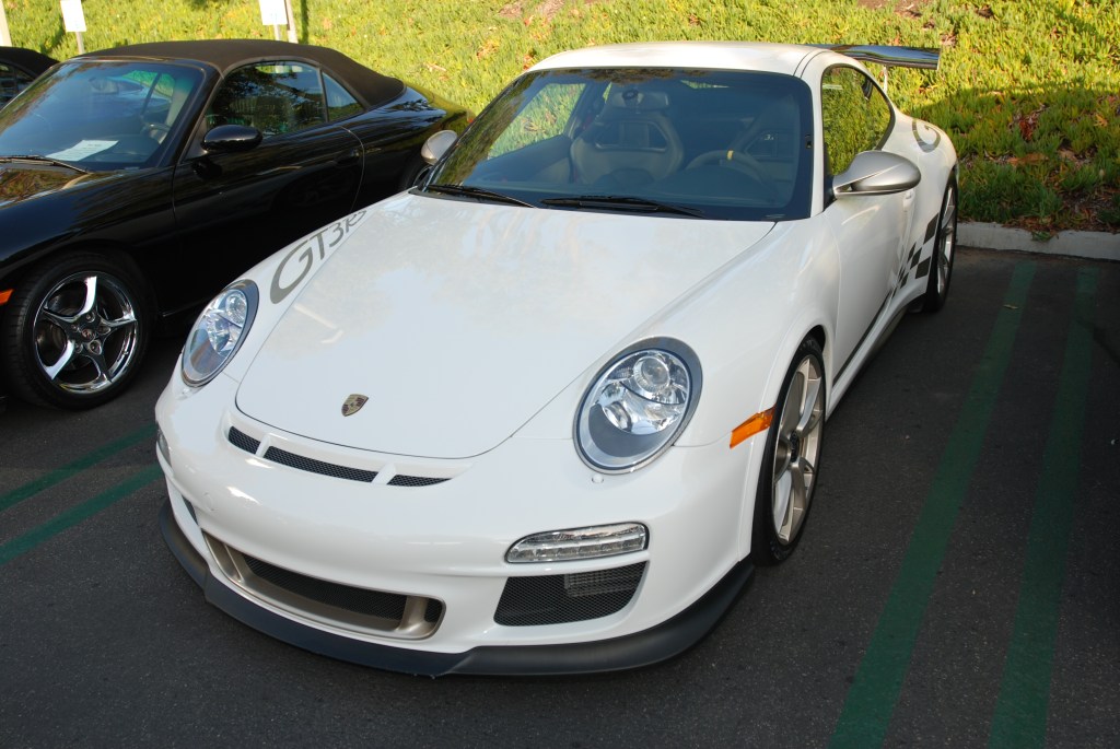 White Porsche GT3RS_titanium colored graphics_Cars&Coffee/Irvine_2/18/12