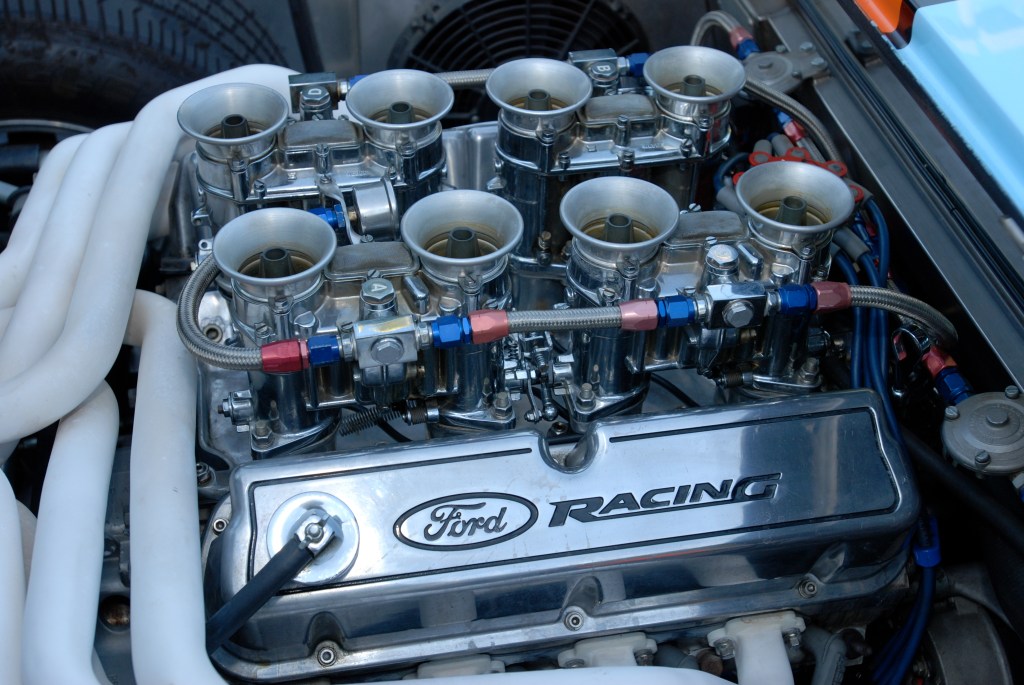 Gulf color schemed #88 Ford GT_View of motor_Cars&Coffee/Irvine_3/3/12
