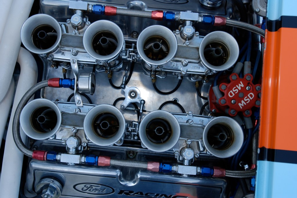 Gulf color schemed #88 Ford GT_Top view of motor_Cars&Coffee/Irvine_3/3/12