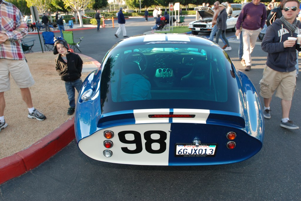Blue Shelby Daytona coupe_rear view _reflections_Cars&Coffee/Irvine_3/10/12