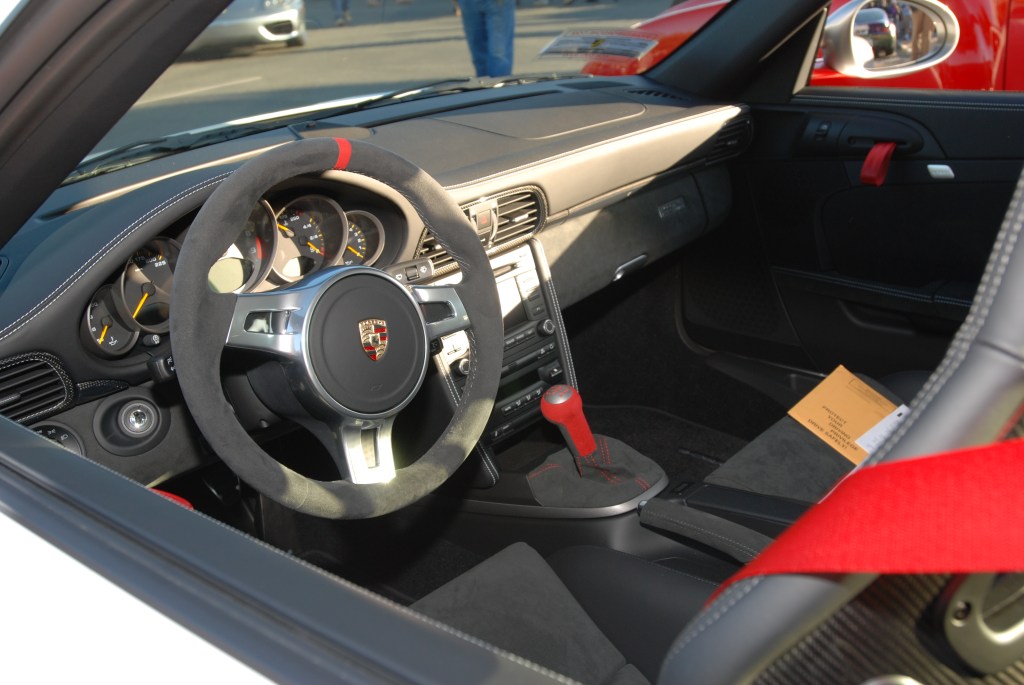 White 2011 Porsche GT3 RS4.0 w black wheels_Interior_Cars&Coffee/Irvine_3/10/12