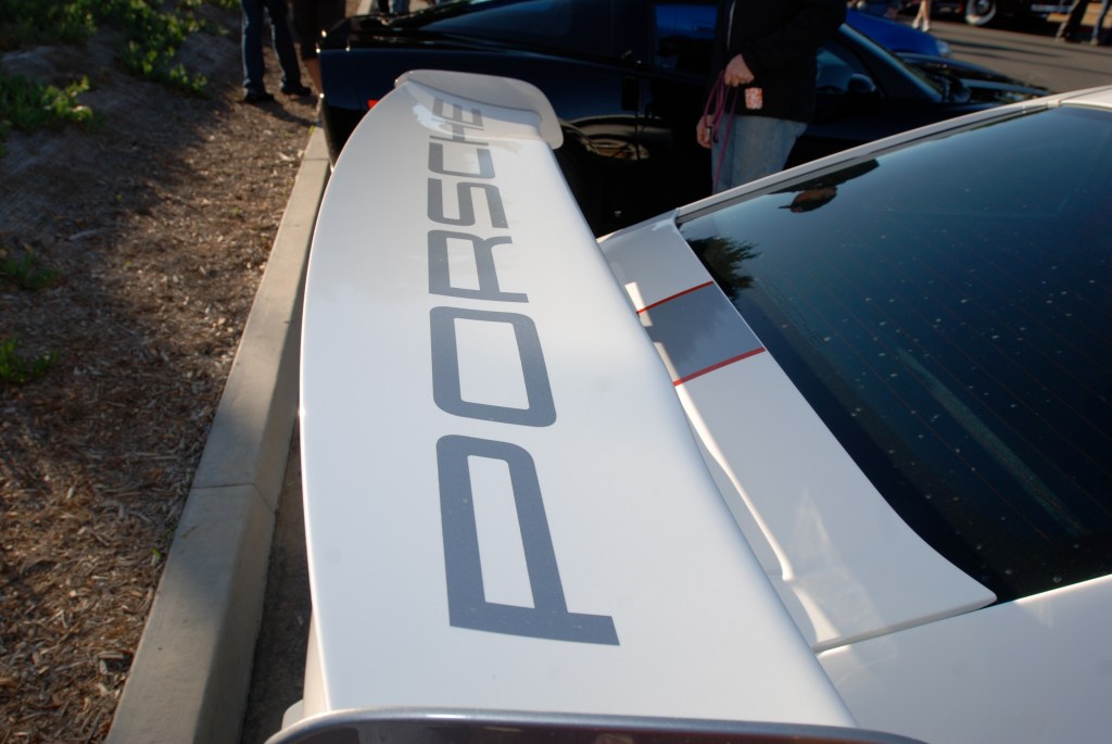 White 2011 Porsche GT3 RS4.0 with white wheels_rear wing & reflections_Cars&Coffee/Irvine_3/10/12