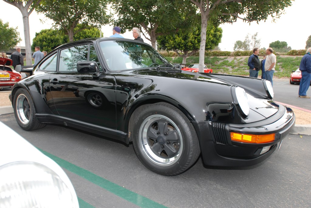 Black 1987 Porsche 930 Turbo_ 3/4 front view_Cars&Coffee/Irvine_3/24/12