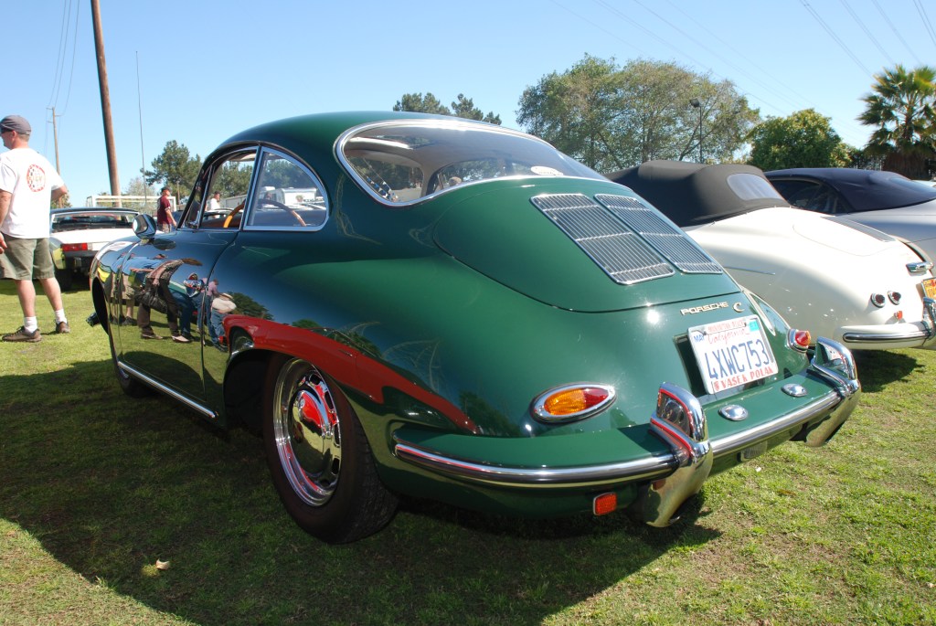 Green 1964 Porsche 356C coupe_side reflections _all Porsche swap & car display_3/4/12