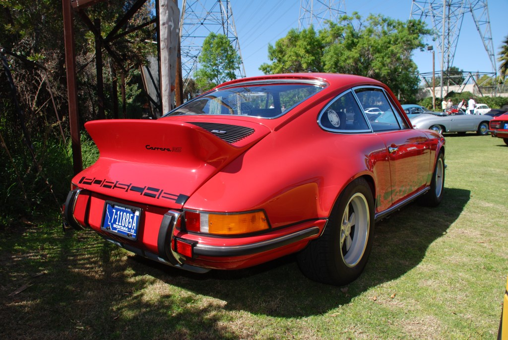 Rasberry colored 1973 Porsche 911 Carrera RS_3/4 rear view_all Porsche swap & car display_3/4/12