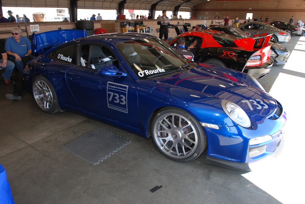 Blue 2011 Porsche GT3_3/4 front view_Festival of Speed_Auto Club Speedway_April 21, 2012