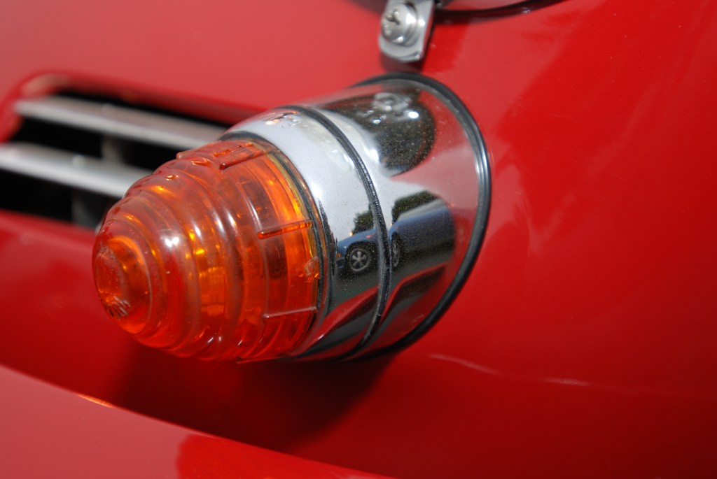 Red Porsche 356_ turn signal lens& housing_reflections_Cars&Coffee/Irvine_3/31/12