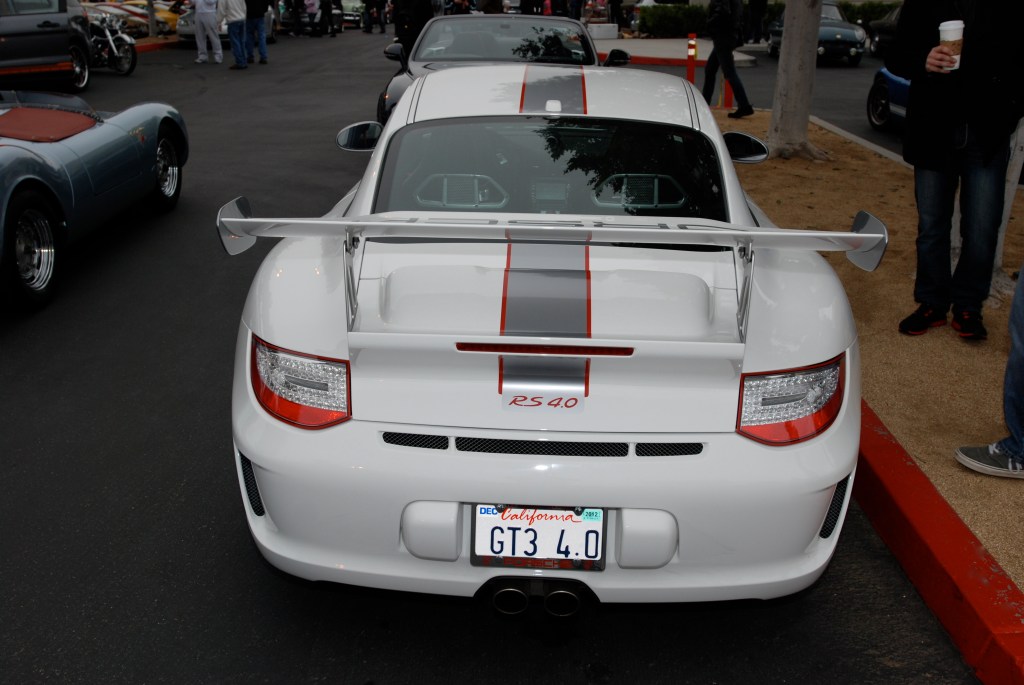 2011 white Porsche GT3 RS4.0_series # 222_rear view_Cars&Coffee/Irvine_3/31/12