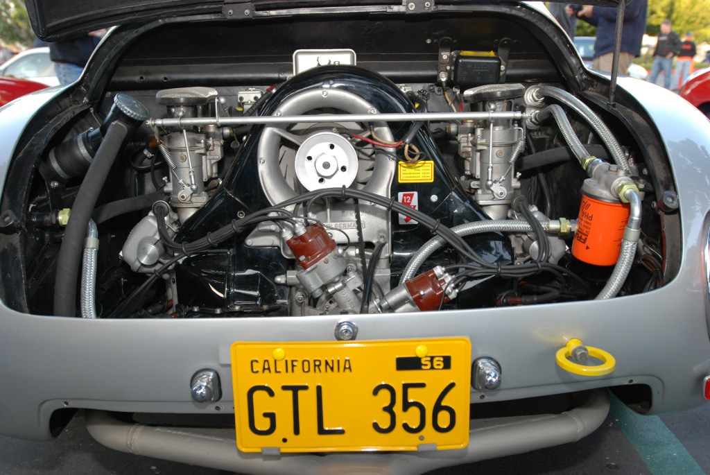 Silver 1961 Porsche Carrera Abarth GTL_rear view_4 cam motor_F.A. Porsche Tribute_Cars&Coffee/Irvine_4/7/12