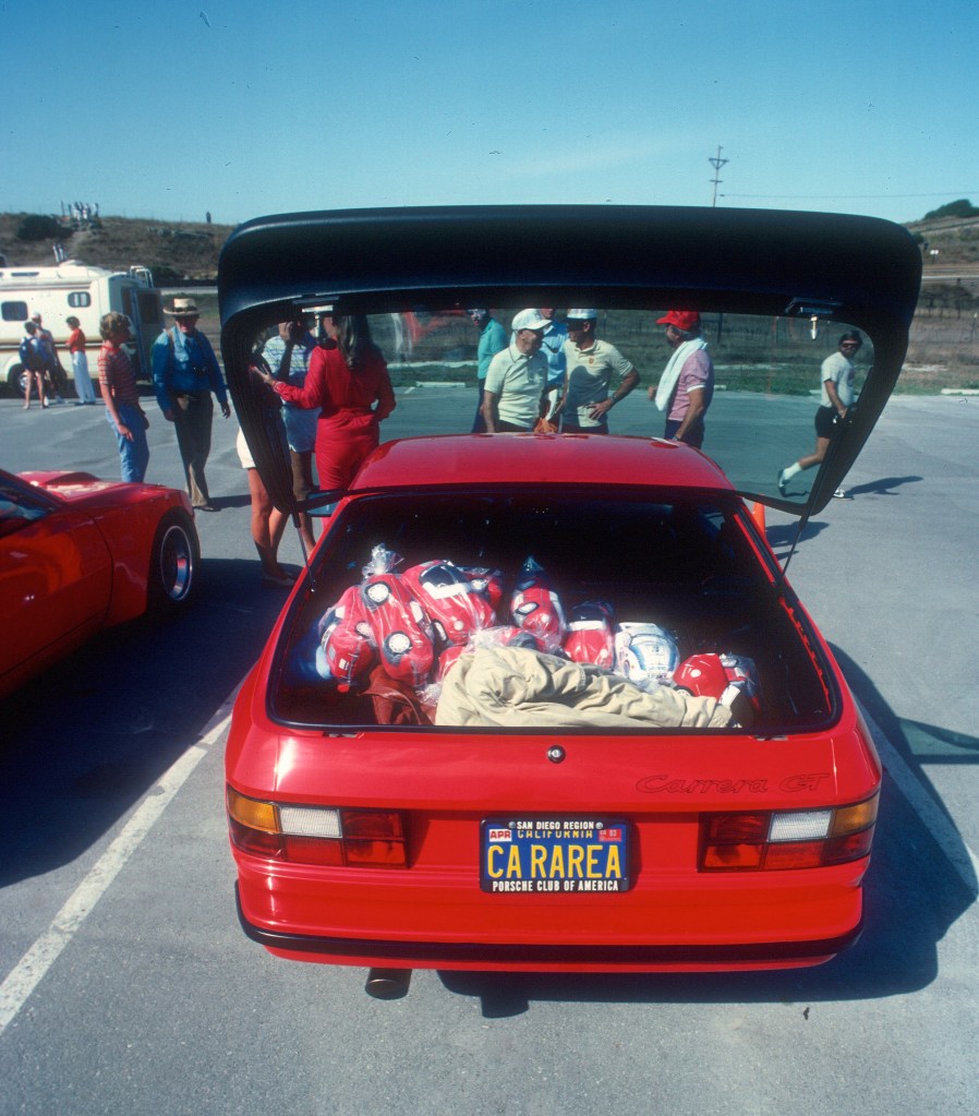 Red Porsche 924 Carrera GT_rear view&TFA toys_Monterey Historics _Laguna Seca_Aug 82