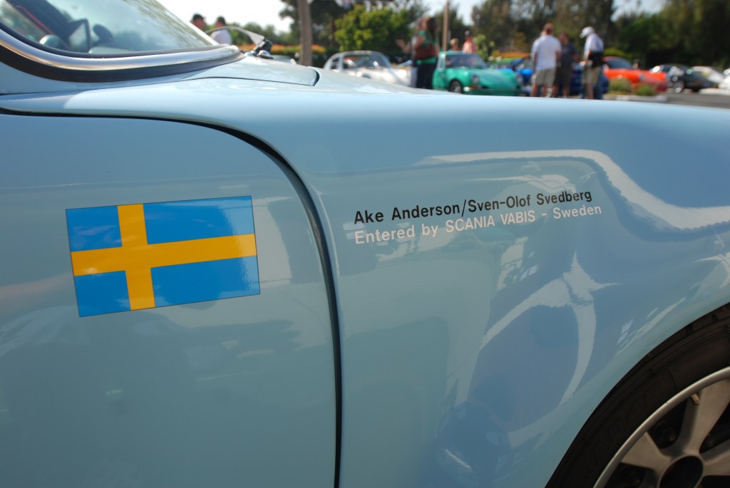 Gulf blue 1970's vintage Porsche factory built 911 Rally car_fender graphics_RGruppe Solvang Treffen _May 5, 2012