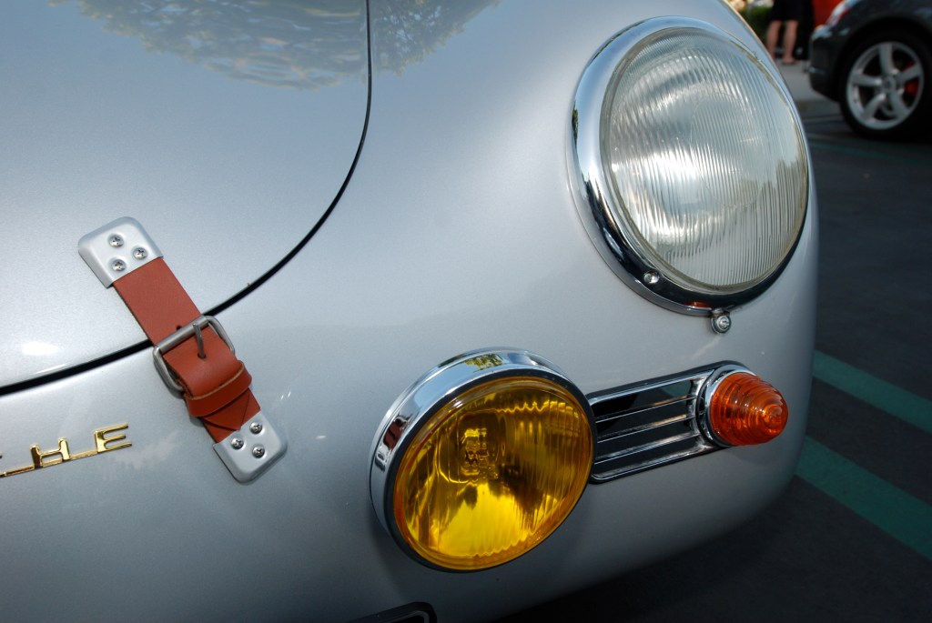 Silver Porsche 356A coupe_headlight/foglight detail_Cars&Coffee/Irvine_April 28, 2012
