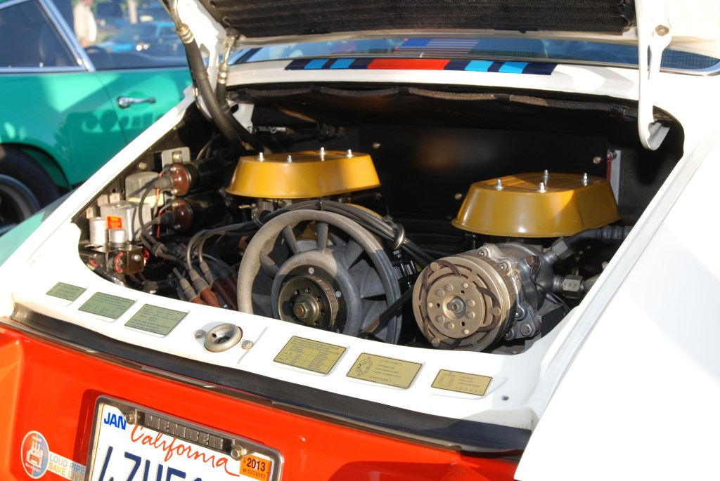 White 1970 Porsche 911 w/ Martini Stripes & twin plug motor_Cars&Coffee/Irvine_April 28, 2012