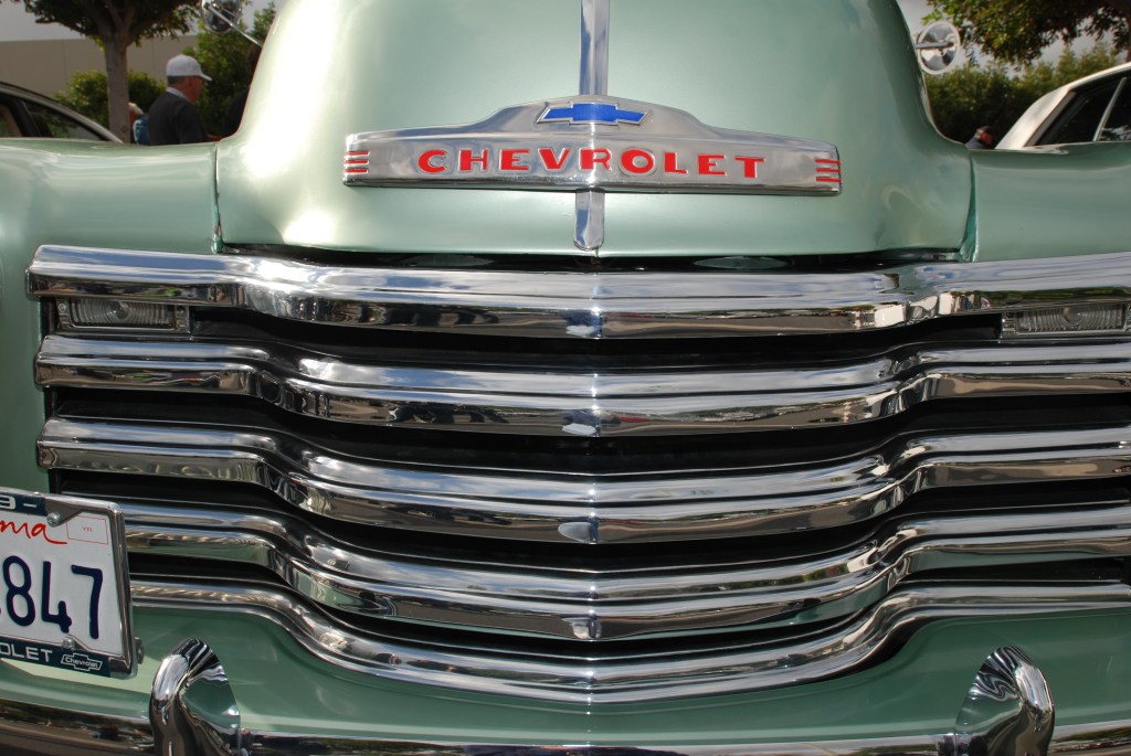 Metallic green 1948 Chevrolet pick up truck_front grill detail_Cars&Coffee_5/28/12 Metallic green 1948 Chevrolet pick up truck_front grill detail_Cars&Coffee_5/28/12