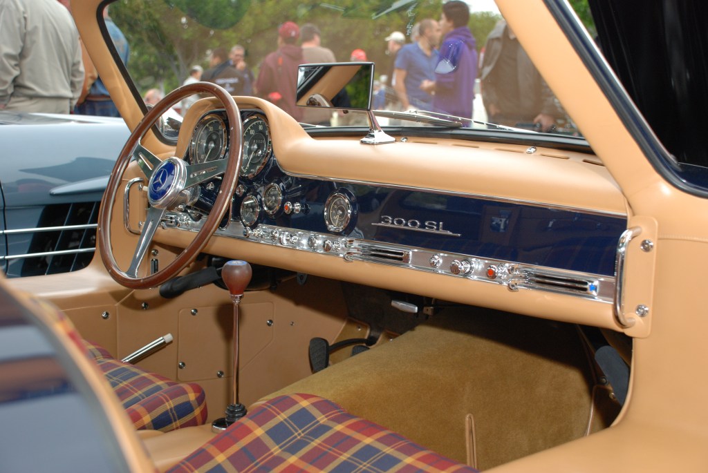 Dark blue Mercedes Benz 300SL Gullwing coupe_interior shot of dashboard_Cars&Coffee_June 2, 2012 Dark blue Mercedes Benz 300SL Gullwing coupe_interior shot of dashboard_Cars&Coffee_June 2, 2012