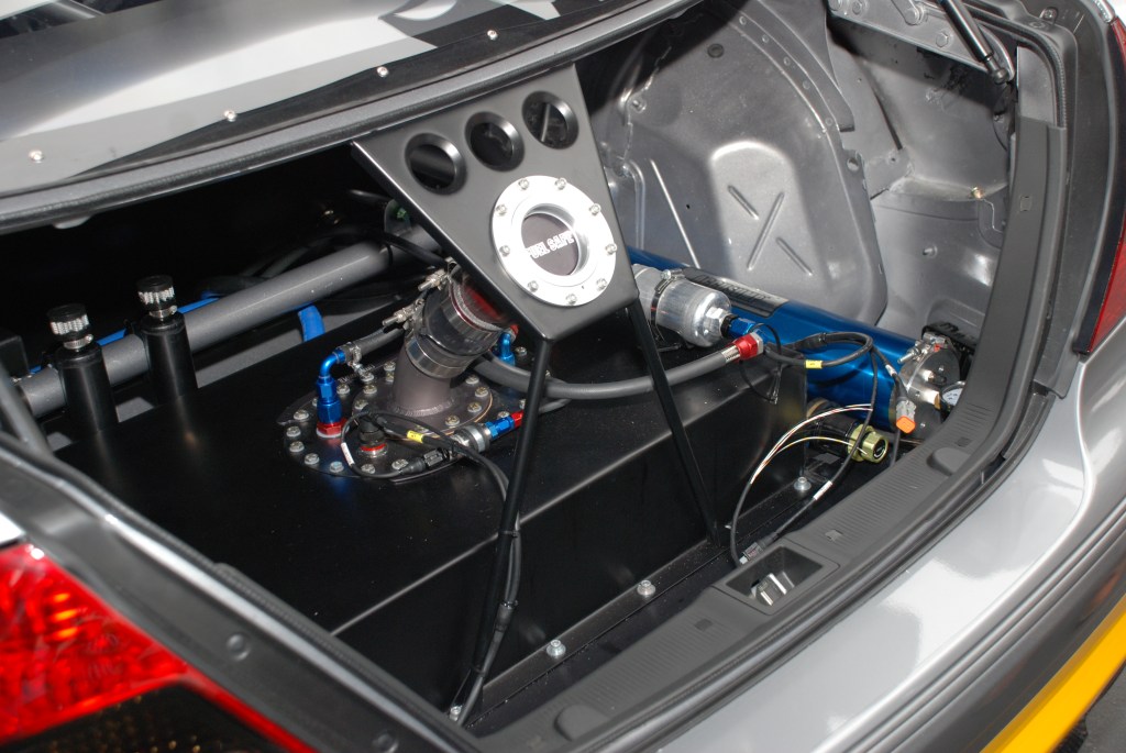 MBBS /Evosport Engineering_silver Mercedes Benz CLK AMG black series race car_rear trunk detail_Cars&Coffee_June 2, 2012 MBBS /Evosport Engineering_silver Mercedes Benz CLK AMG black series race car_rear trunk detail_Cars&Coffee_June 2, 2012