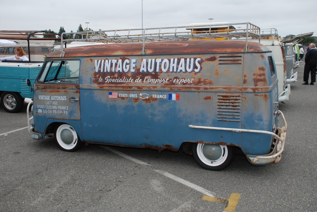 VW type II transporter_ Blue panel van_ OG finish, side view_The 2012 O.C.T.O  show_June 9, 2012