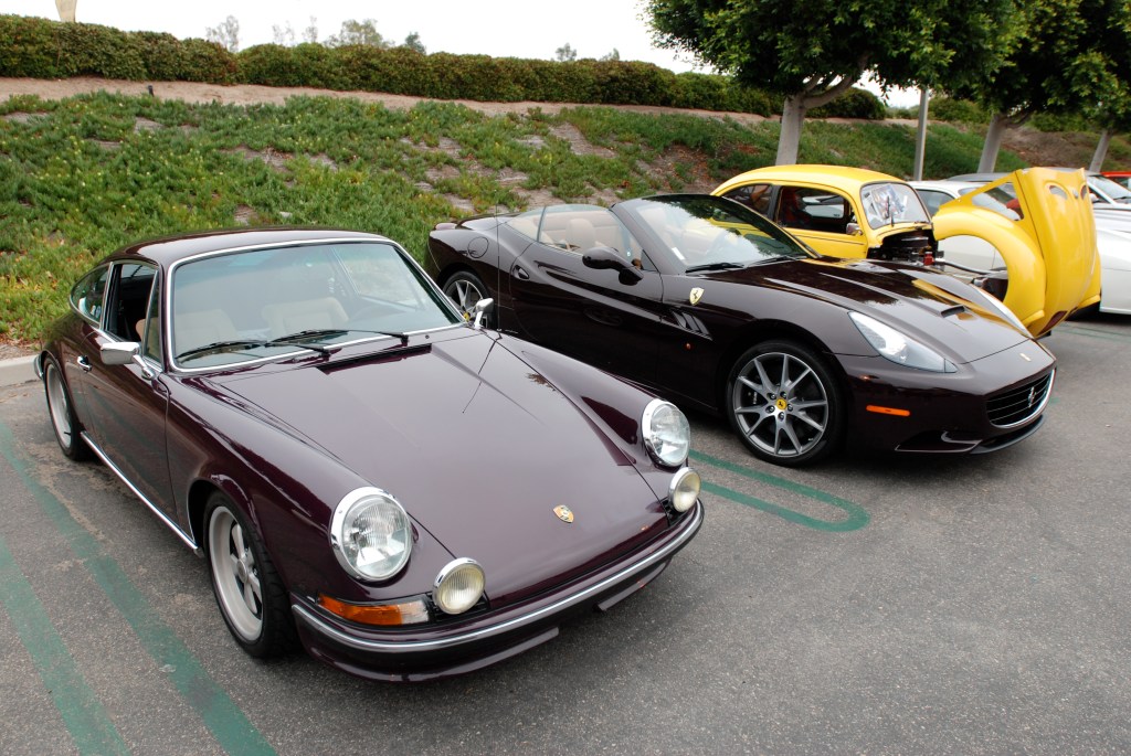 Aubergine 1973 Porsche 911 T _and Ferrari California_Cars&Coffee/Irvine_June 23, 2012