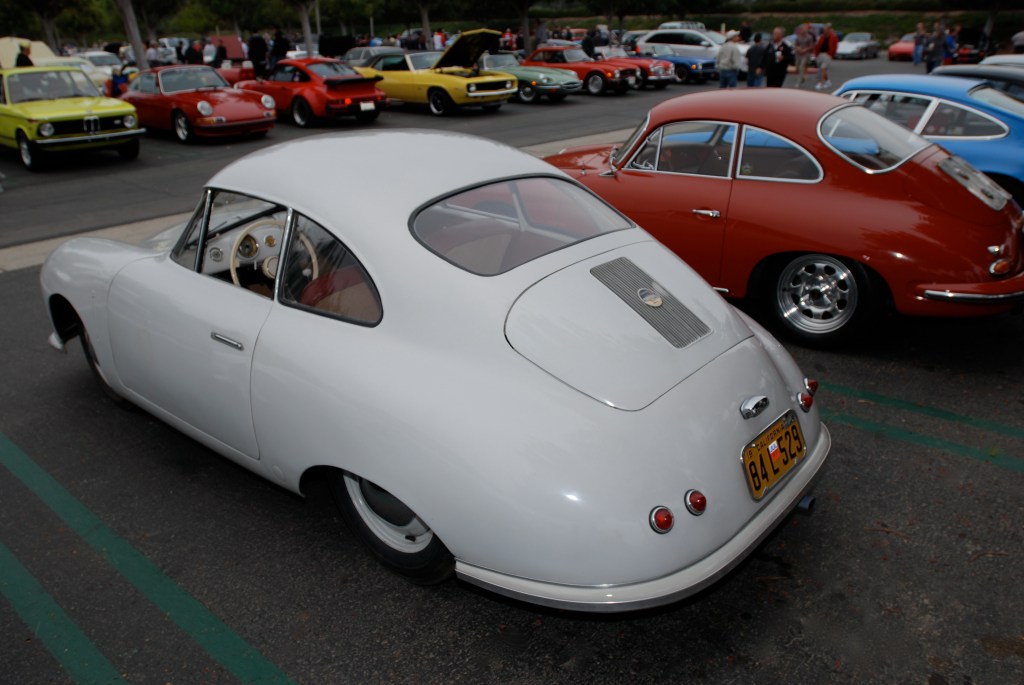 Ivory Porsche 356/2 Gmund coupe_3/4 rear view_Porsche row_cars&coffee_July 7, 2012 Ivory Porsche 356/2 Gmund coupe_3/4 rear view_Porsche row_cars&coffee_July 7, 2012