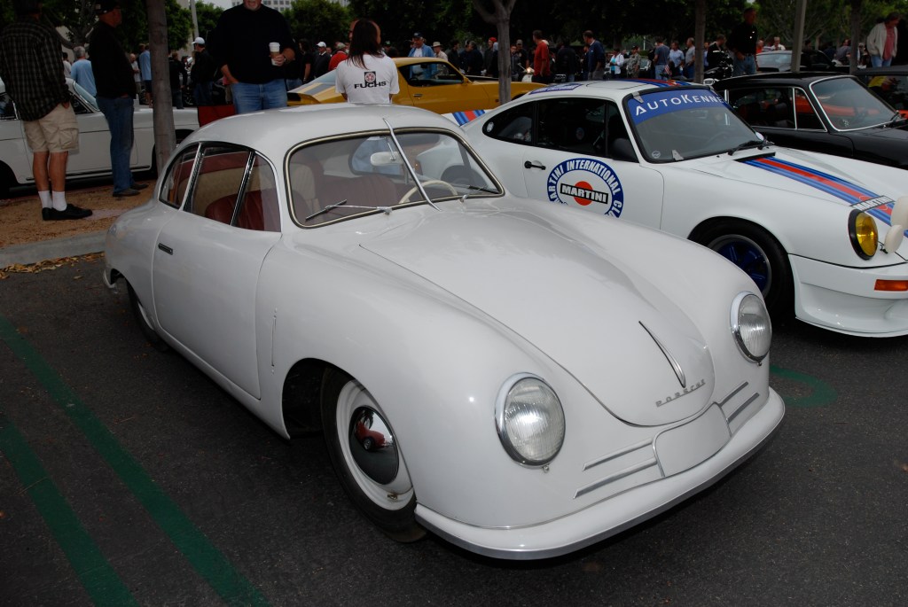Ivory Porsche 356/2 Gmund coupe_3/4 front view_Porsche row__cars&coffee_July 7, 2012 Ivory Porsche 356/2 Gmund coupe_3/4 front view_Porsche row__cars&coffee_July 7, 2012