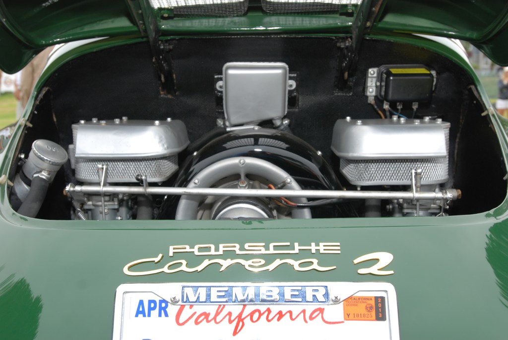 Porsche 356 Registry_ Green Carrera 2  coupe/ engine detail_Dana Point concours _July 15, 2012