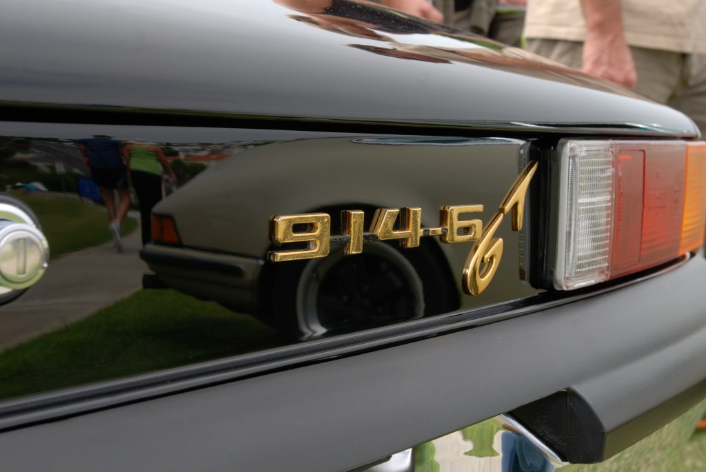 356 Registry_ Black Porsche 914/6 GT_ rear badging and reflections_Dana Point concours _July 15, 2012