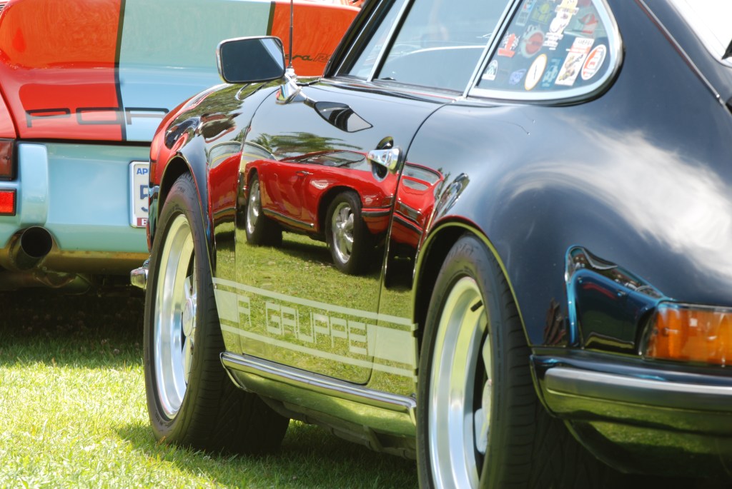 356 Registry_ Black Porsche 911S race car_3/4 rear view & reflections _Dana Point concours _July 15, 2012