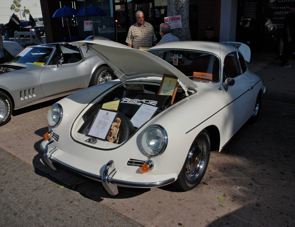 White 1964 Porsche 356SC_3/4 front view_12th Annual Uptown Whittier Car Show_August 18, 2012 White 1964 Porsche 356SC_3/4 front view_12th Annual Uptown Whittier Car Show_August 18, 2012