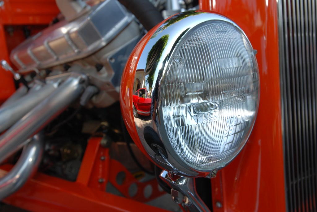 Orange 1932 Ford roadster with fuel injected motor_headlight reflections_ 12th Annual Uptown Whittier Car Show_August 18, 2012 Orange 1932 Ford roadster with fuel injected motor_headlight reflections_ 12th Annual Uptown Whittier Car Show_August 18, 2012