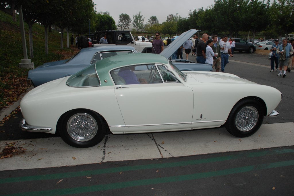 White and teal green 1955 Ferrari 250 Europa GT_Side view__Cars&Coffee/Irvine_August 25, 2012