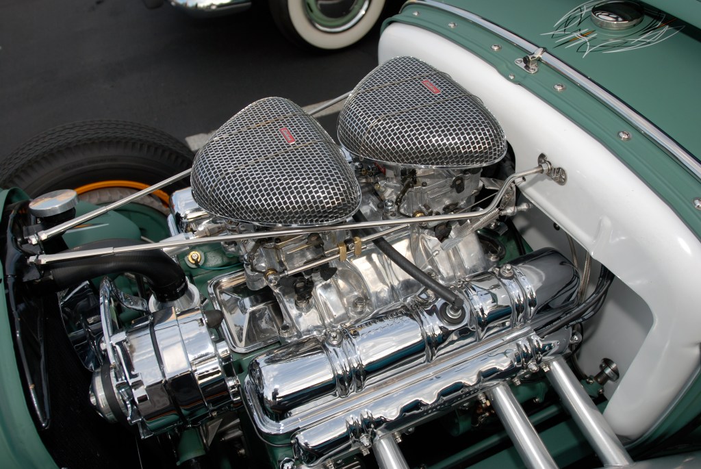 Matte green 1932 Ford 5 window coupe_401 c.i. Buick nailhead motor_Ruby's Diner car show_ Whittier,California_August 3, 2012 Matte green 1932 Ford 5 window coupe_401 c.i. Buick nailhead motor_Ruby's Diner car show_ Whittier,California_August 3, 2012